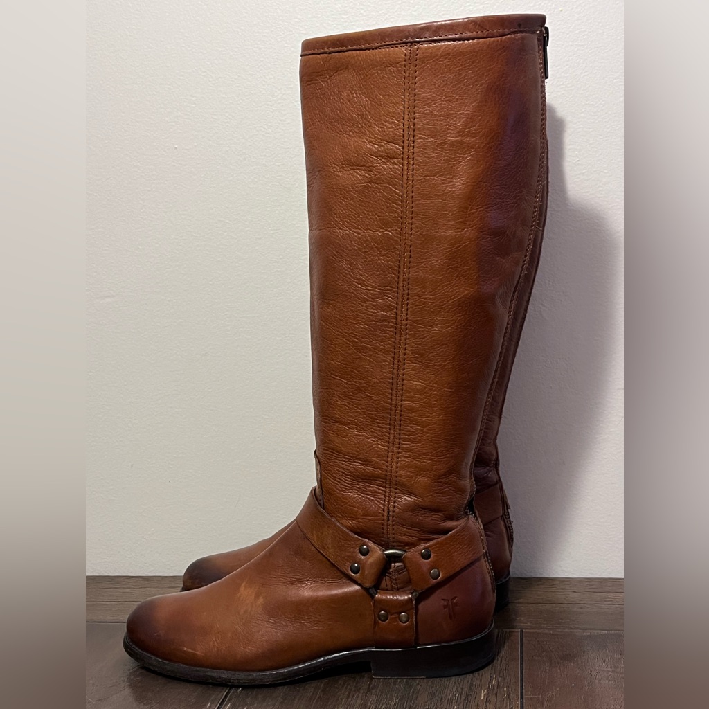 Frye Brown Leather Harness Boots Womens Size 9